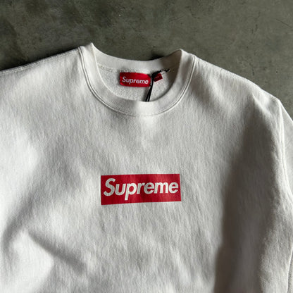 SS25 Supreme White Box Logo Crewneck Sweatshirt