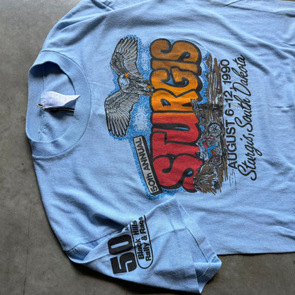 Vintage 1990 Sturgis 50th Anniversary Baby Blue Tee
