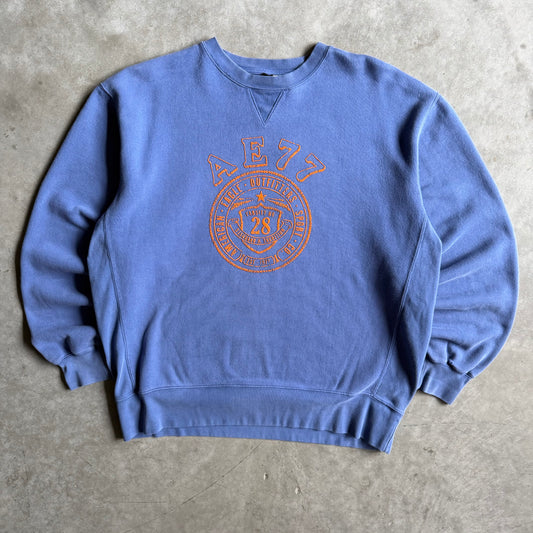 Y2K American Eagle Flock Print Crest Sweatshirt
