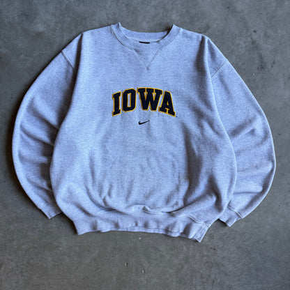 Y2K Nike Iowa Centered Swoosh Black & Gold Spell-Out Sweatshirt