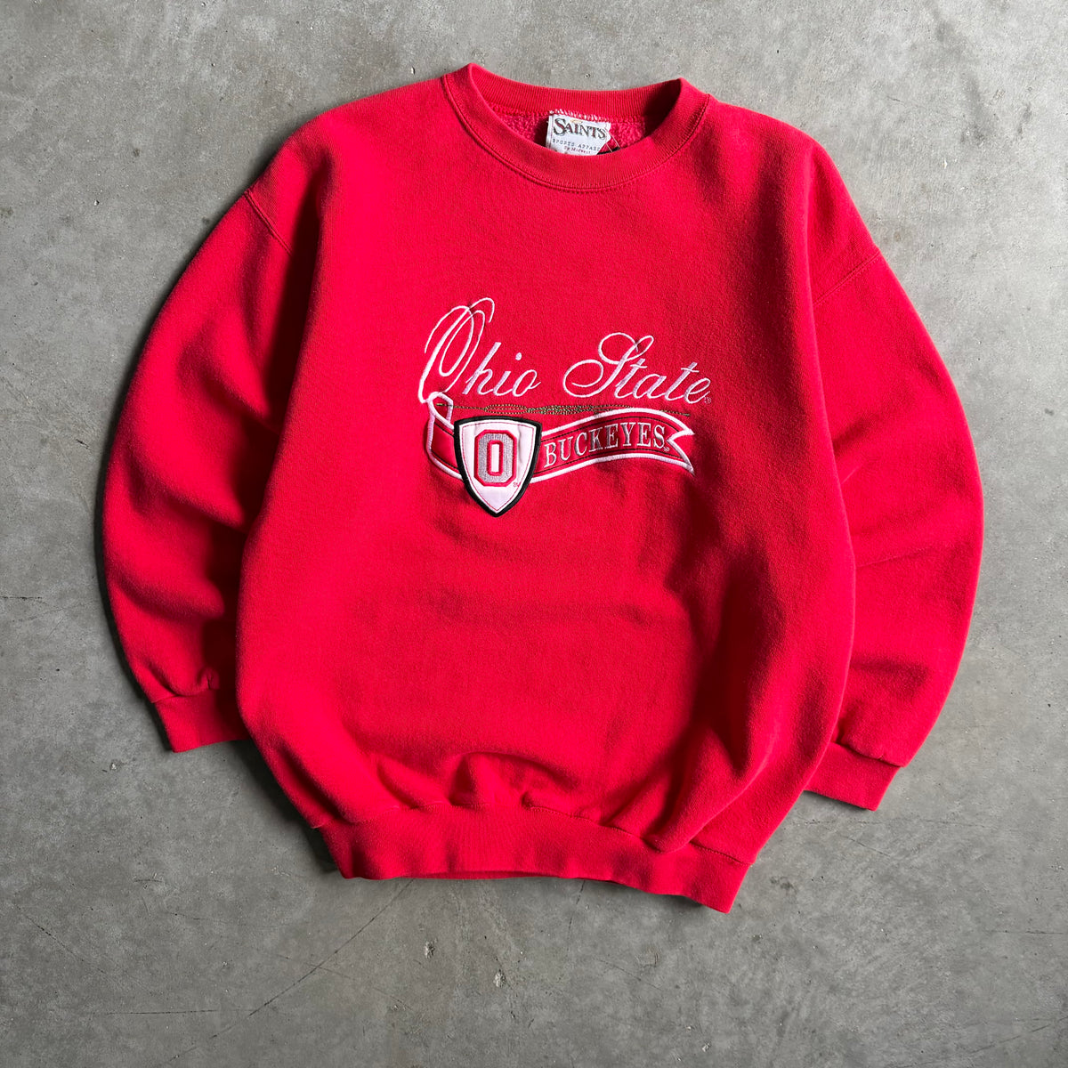 Vintage Ohio State Logo Embroidered Red Sweatshirt