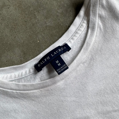 Women’s Y2K Ralph Lauren White Fitted Basic Tee w/Pink Pony