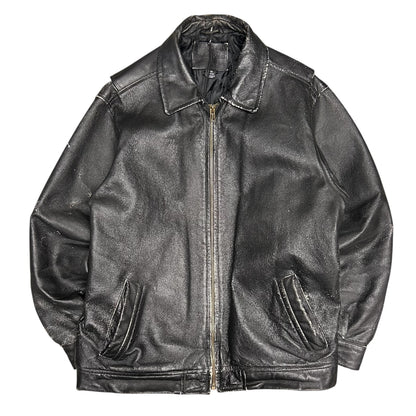 Vintage Knightsbridge Distressed Black Leather Jacket