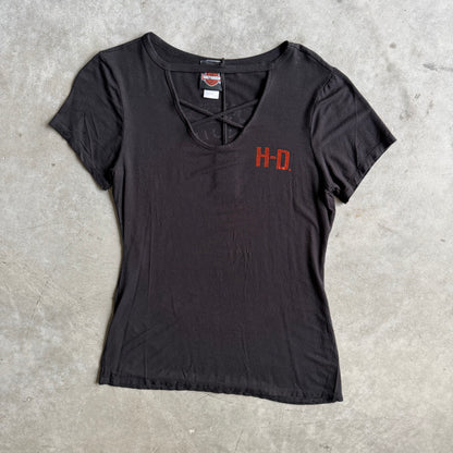 Women’s Harley Davidson Black Fitted Tee w/Racing Logo