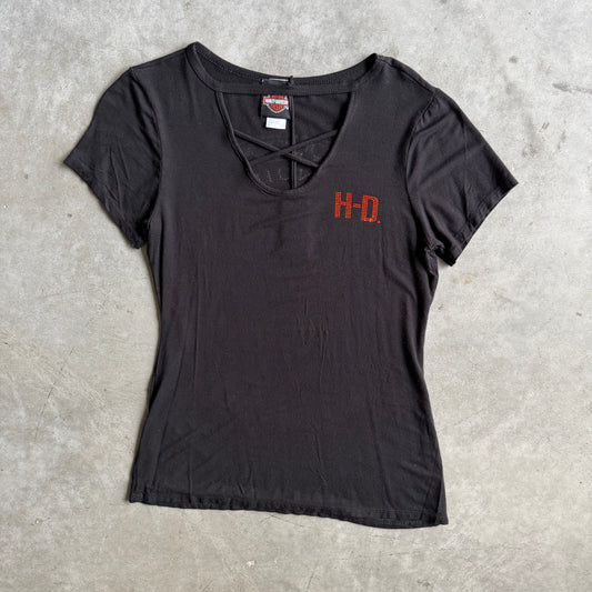 Women’s Harley Davidson Black Fitted Tee w/Racing Logo