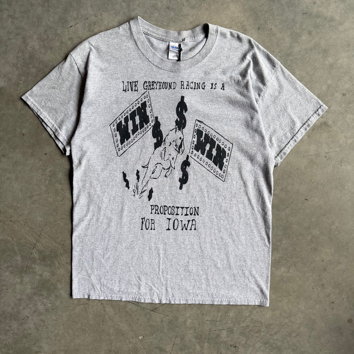 Y2K Iowa Greyhound Racing Gray Tee