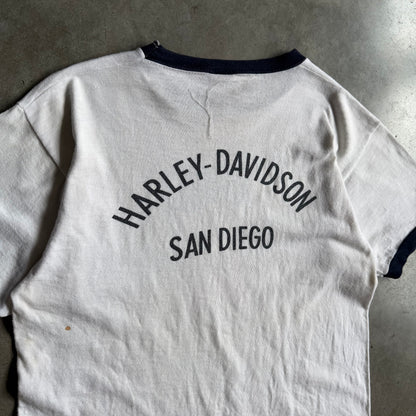 70s Champion Harley Davidson San Diego 1 Logo White Ringer Tee