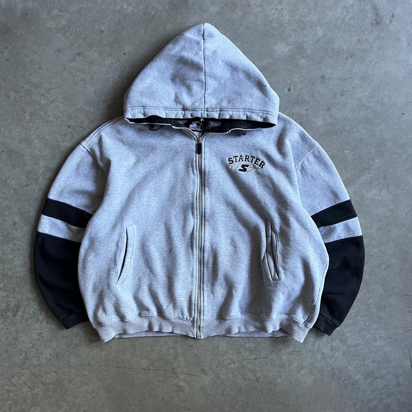 Vintage Starter Boxy Fit Striped Sleeve Zip-Up