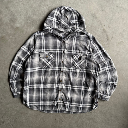 Y2K Carhartt Hooded Black & White Plaid Shirt