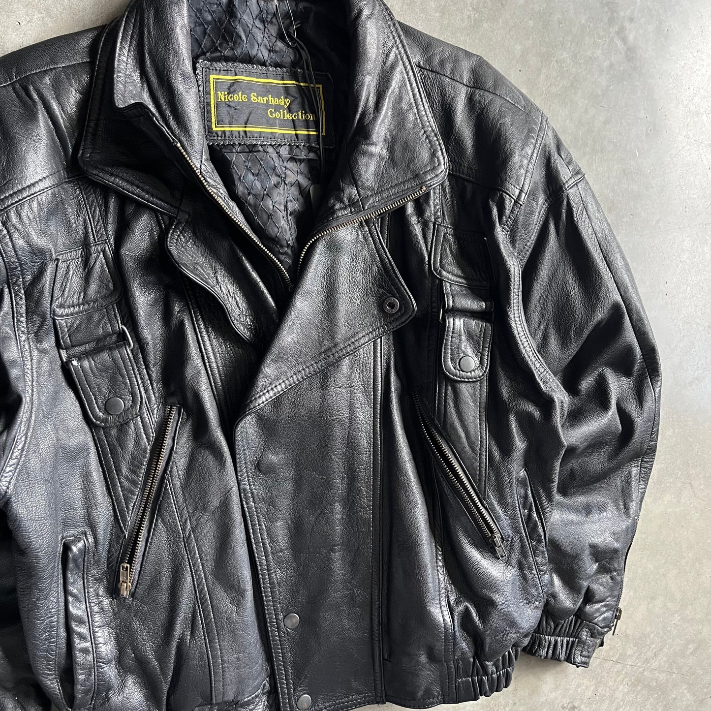 Nicole Saturday Black Leather Bomber Jacket