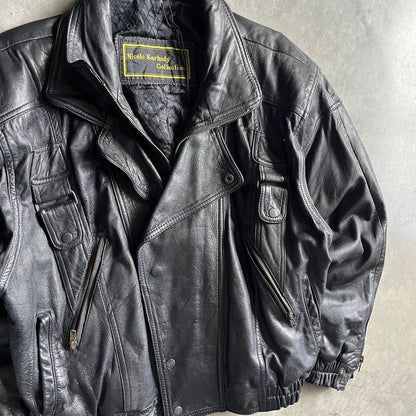 Nicole Saturday Black Leather Bomber Jacket