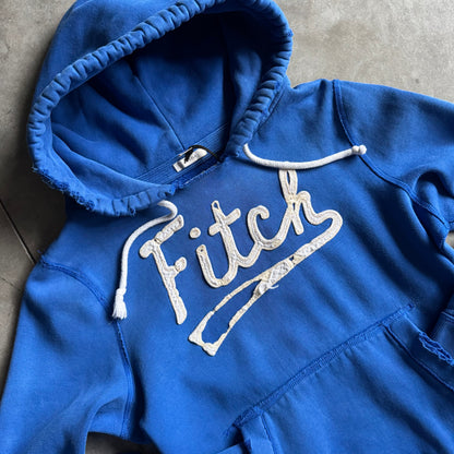 Y2K Abercrombie & Fitch Distressed Blue Embroidered Hoodie