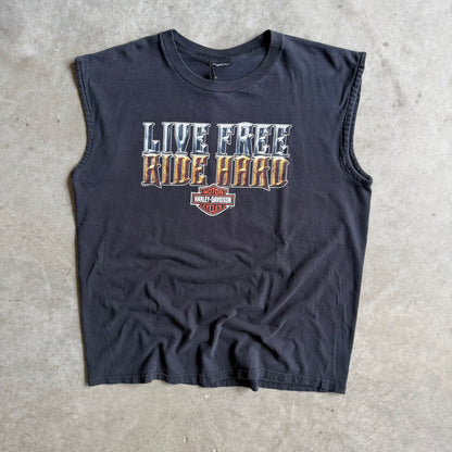 Y2K Harley Davidson Orlando “Live Free Ride Hard” 3D Text Tee