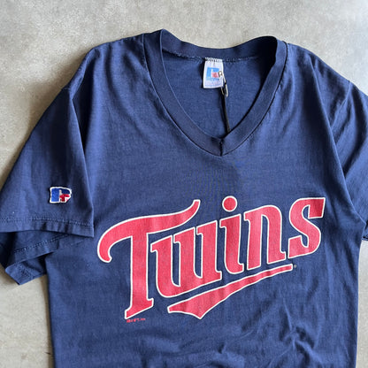 Vintage Minnesota Twins Navy & Red V-Neck Tee