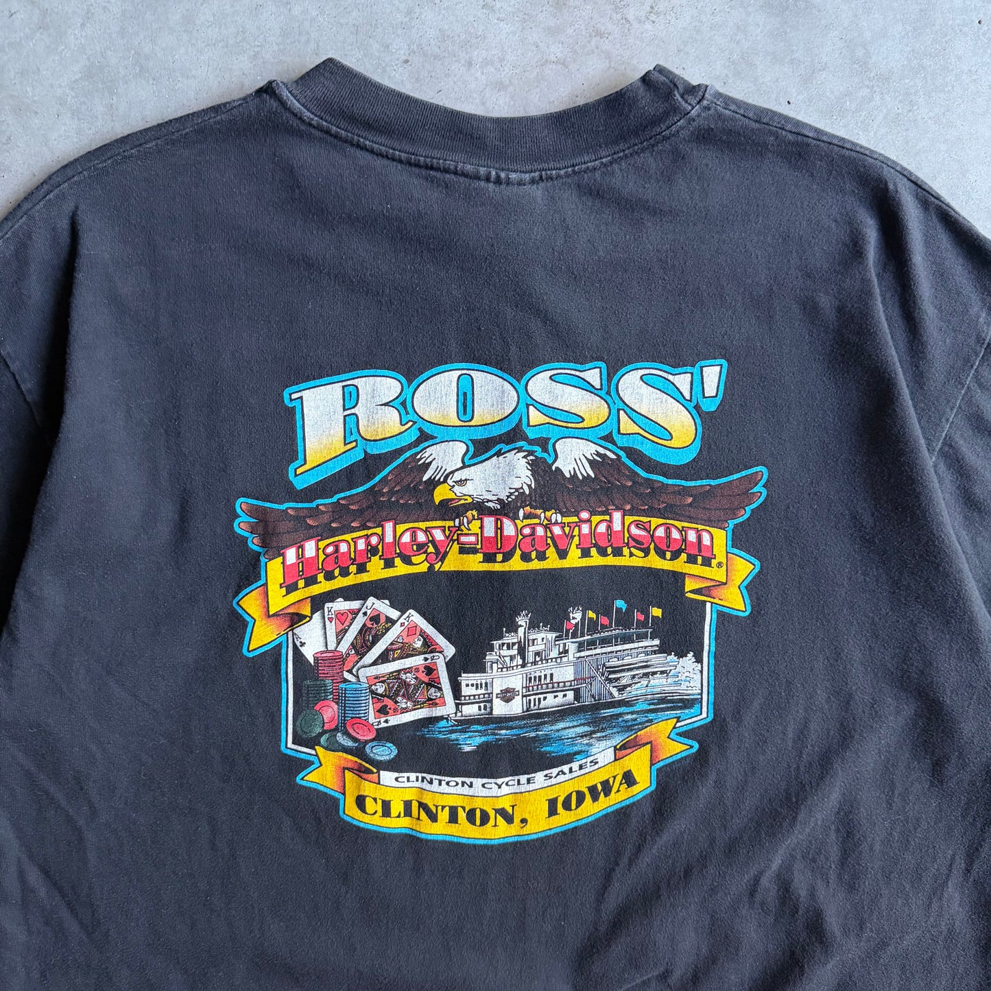 Vintage Ross’ Harley Davidson Flaming Eagle Black Tee