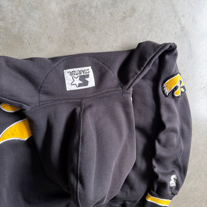 Vintage Iowa Hawkeyes Starter Bar Script Black Hoodie