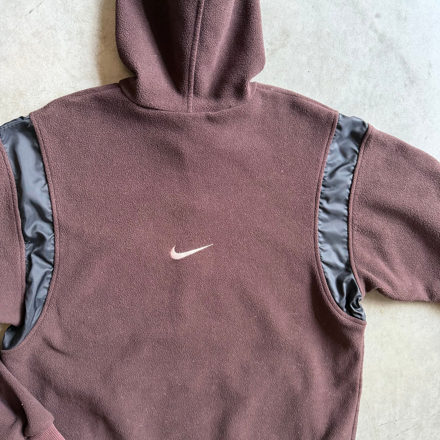 Vintage Nike Chocolate Brown Fleece Double Swoosh Hoodie