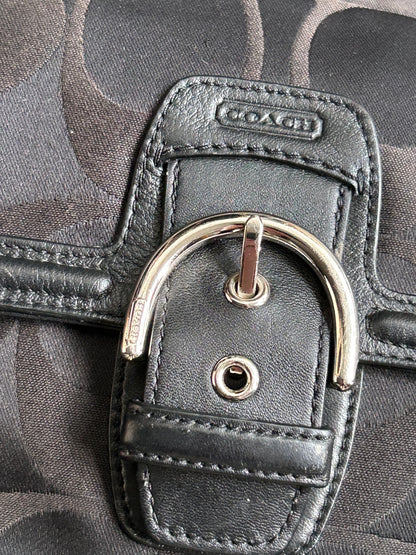 2013 Coach F24742 Campbell Signature Shoulder Bag In Black