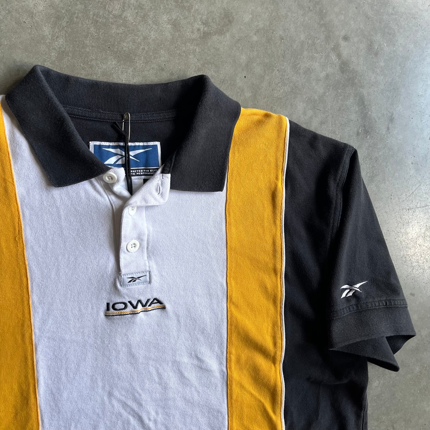 Vintage Reebok Iowa Hawkeyes Stripe Polo Shirt