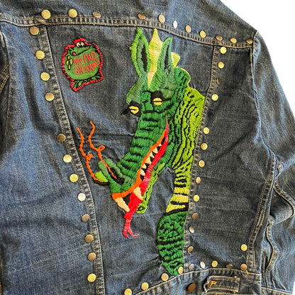 Vintage Wrangler Studded Denim Jacket with Dragon Embroidery