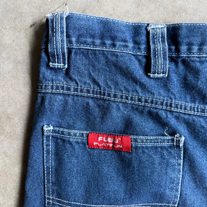 Y2K Fabu Fat Albert Dark Wash Embroidered Jorts