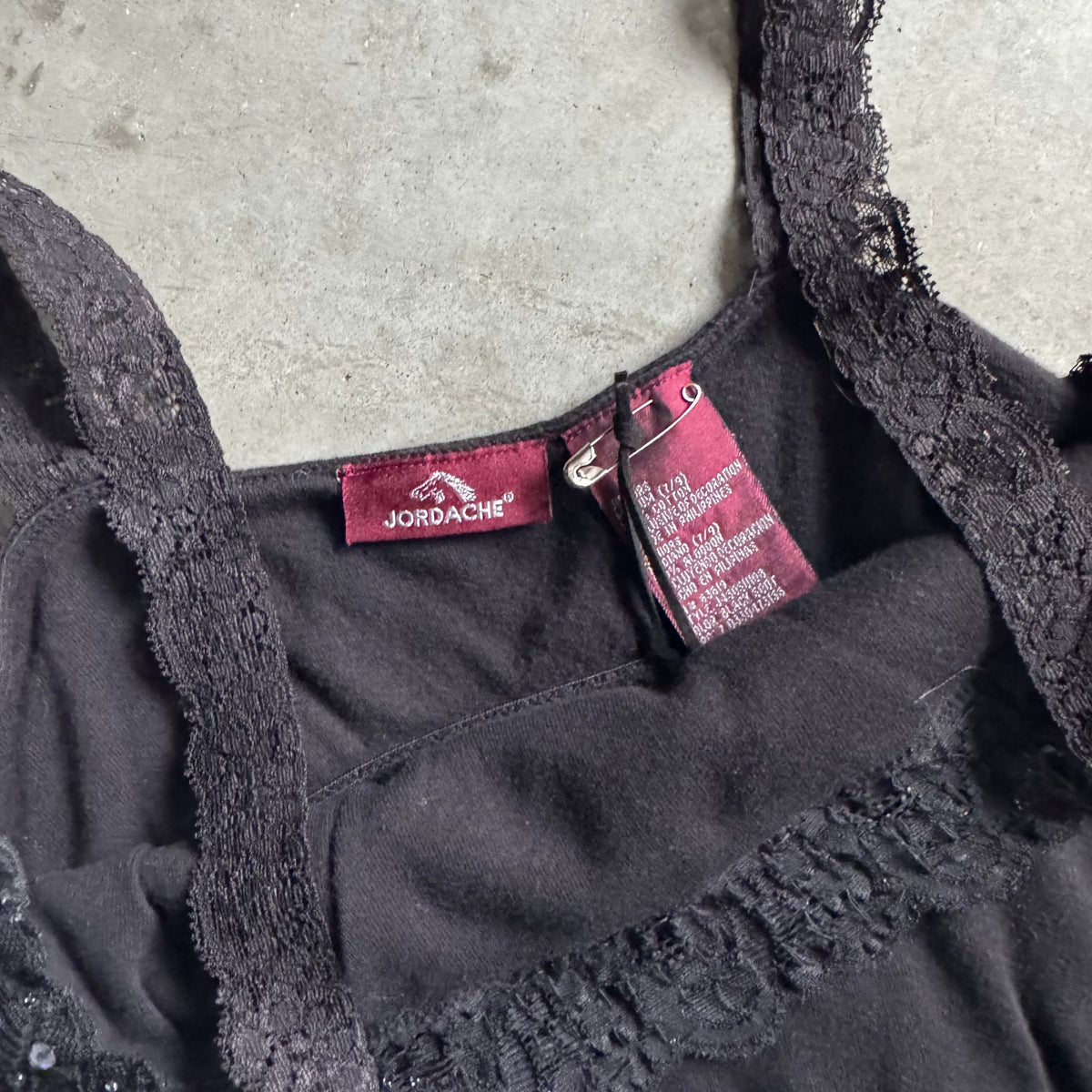 Women’s Y2K Lace Sequin Black Cami