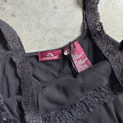 Women’s Y2K Lace Sequin Black Cami