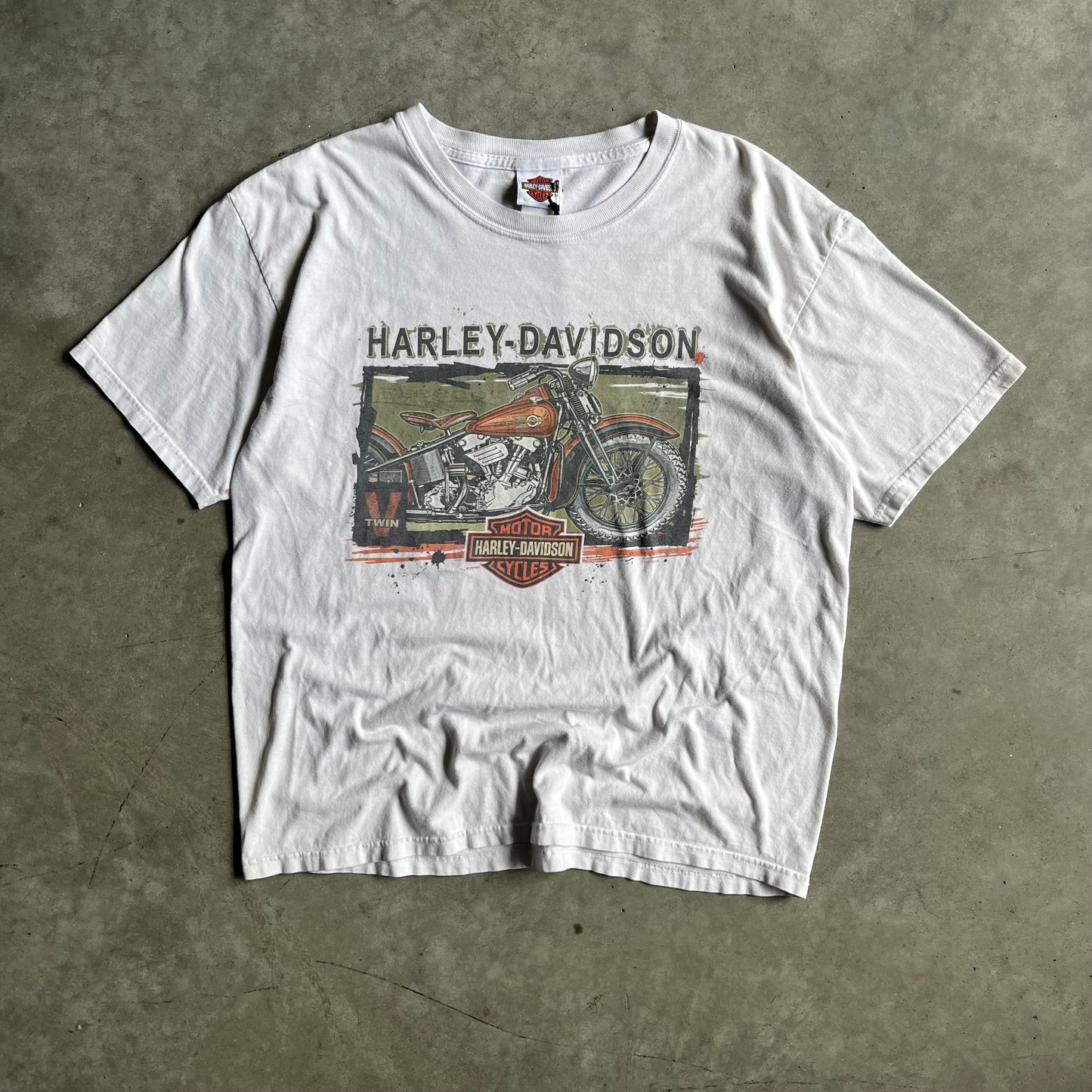 Y2K Beartooth Harley Davidson V-Twin White Tee