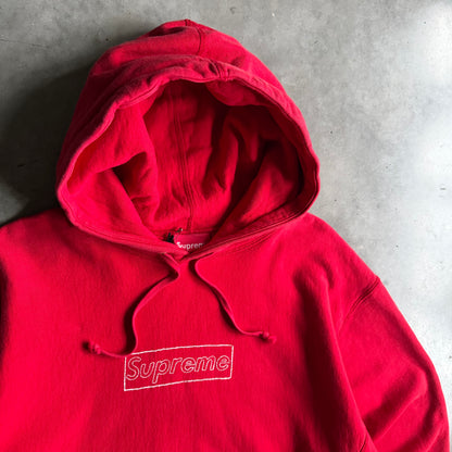 Supreme x Kaws Chalk Outline Box Logo Hoodie Red