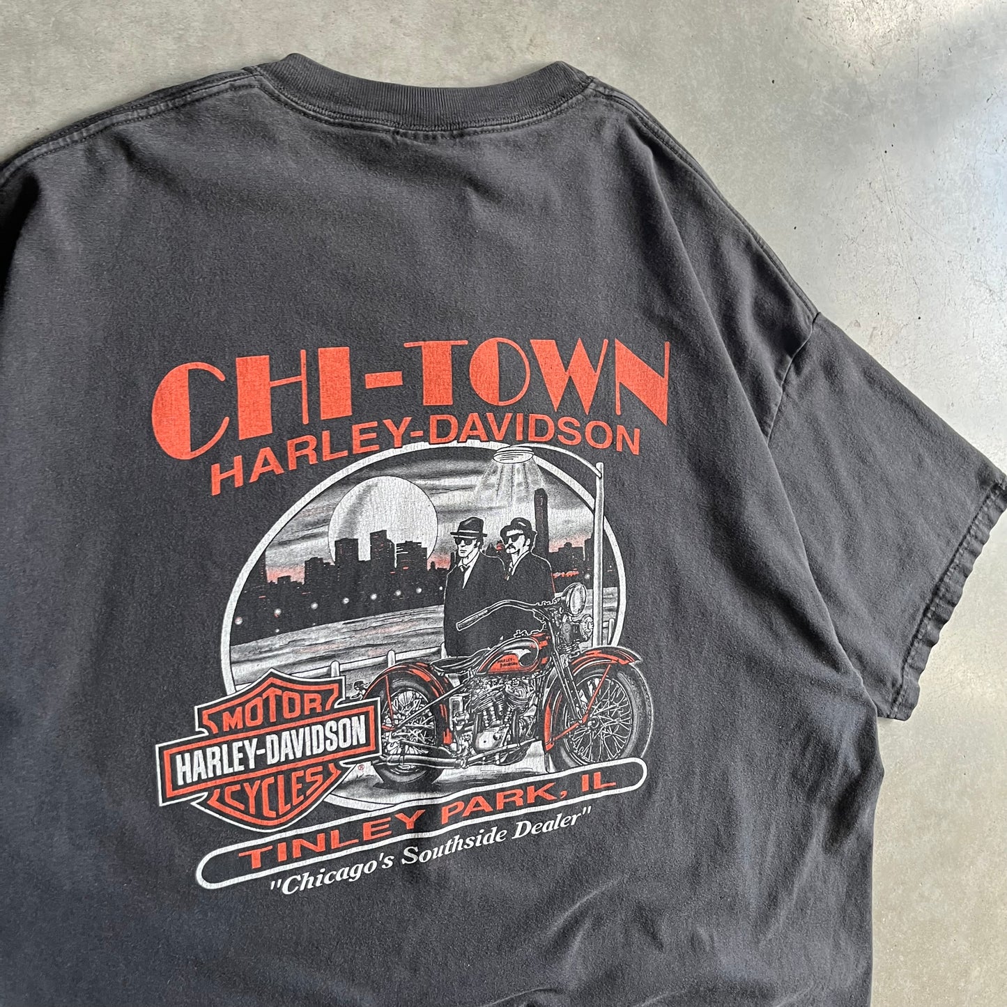 Vintage Harley Davidson Flame Emblem Chi Town T Shirt