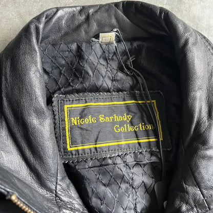 Nicole Saturday Black Leather Bomber Jacket