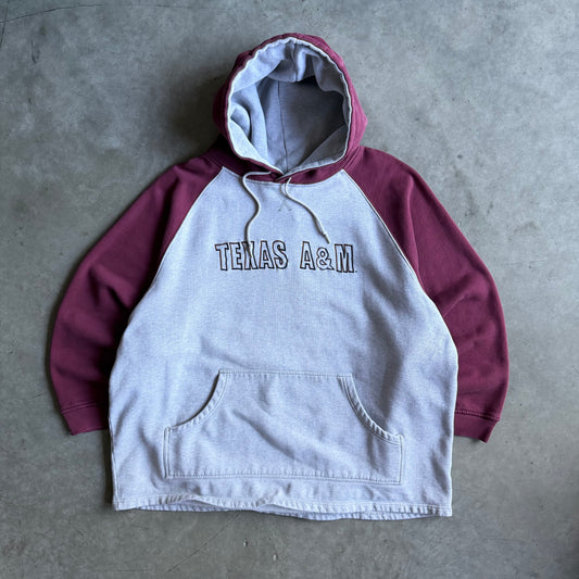 Y2K Texas A&M Gray and Maroon Embroidered Hoodie