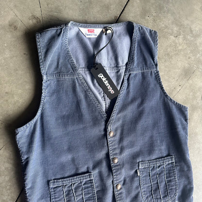 Women’s 70s Levi’s Panatela Dust Blue Corduroy Button Up Vest