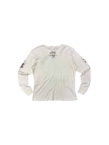 Women’s Y2K Harley Davidson White AOP Long Sleeve With Bling