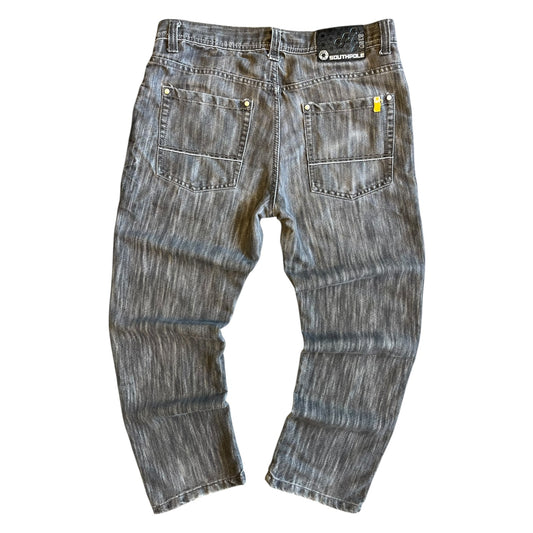 Y2K SouthPole Yellow Tab Grey Jeans
