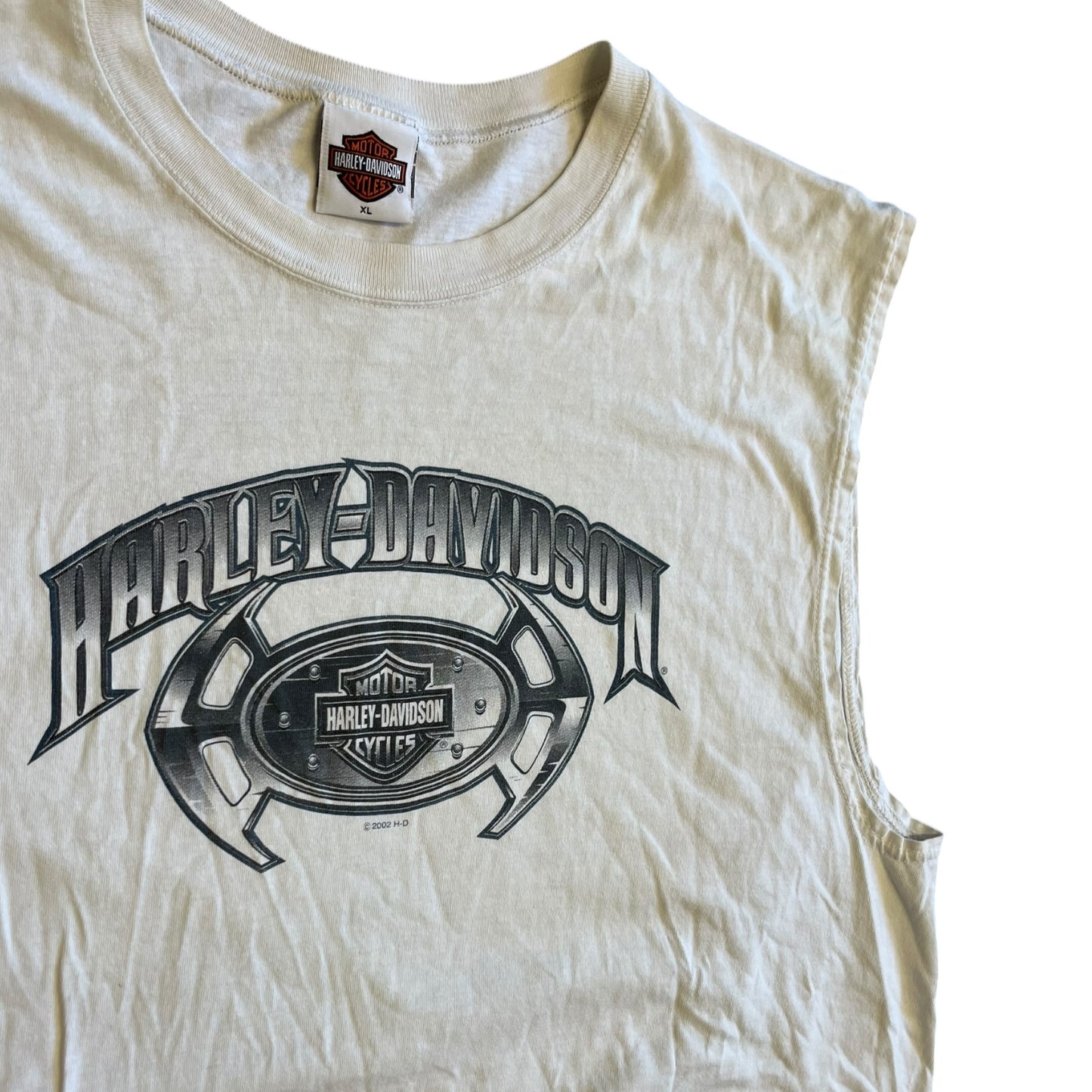 Y2K Harley Davidson Sleeveless Chrome Emblem T Shirt