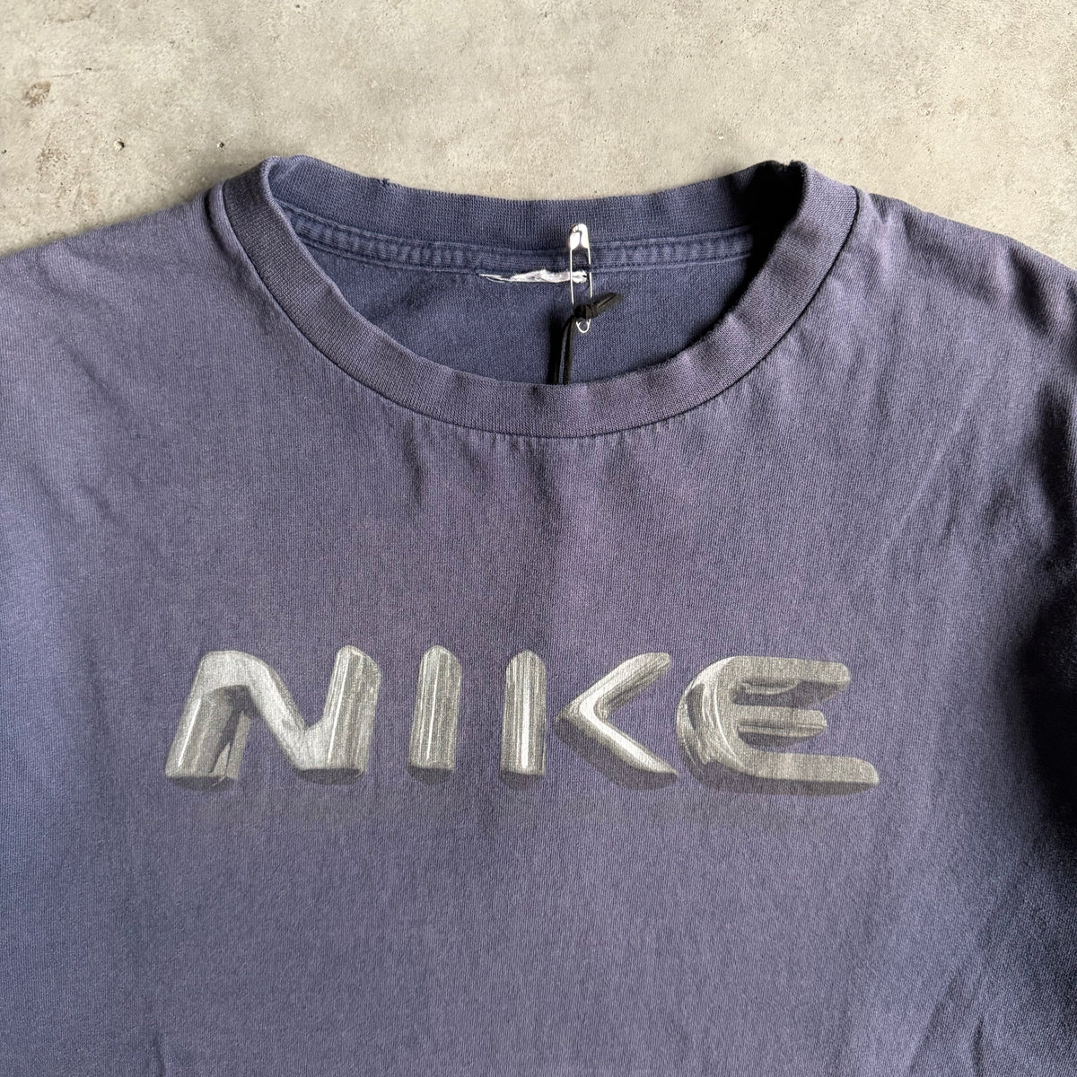 Y2K Nike Spell Out Faded Navy Blue Tee