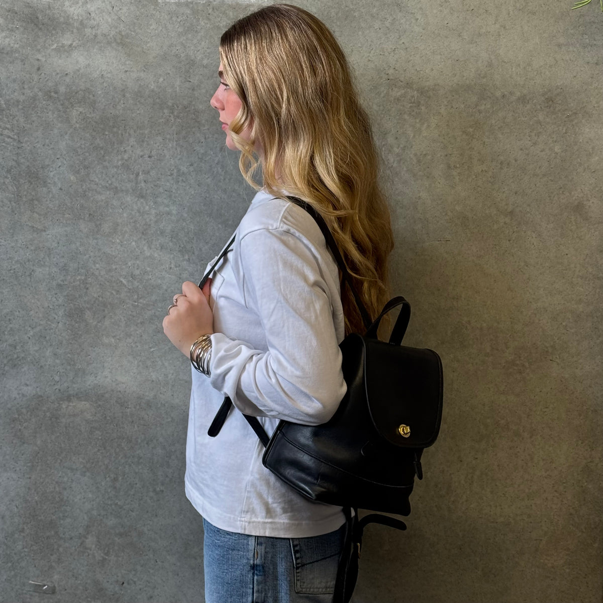 Coach Vintage Black Leather Daypack