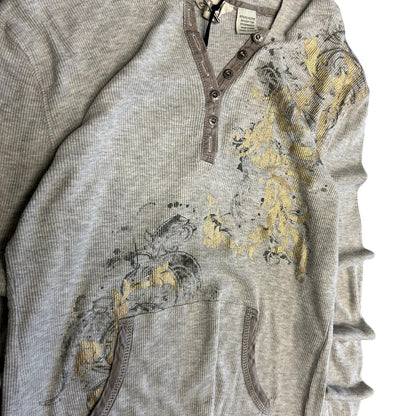 Y2K Miss Me Gold Floral Print Thermal Henley