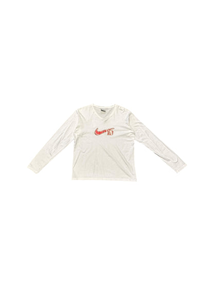 Women’s Vintage Nike Swoosh Graphic White/Orange Logo Long Sleeve