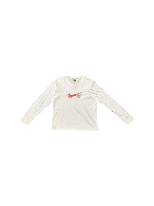 Women’s Vintage Nike Swoosh Graphic White/Orange Logo Long Sleeve