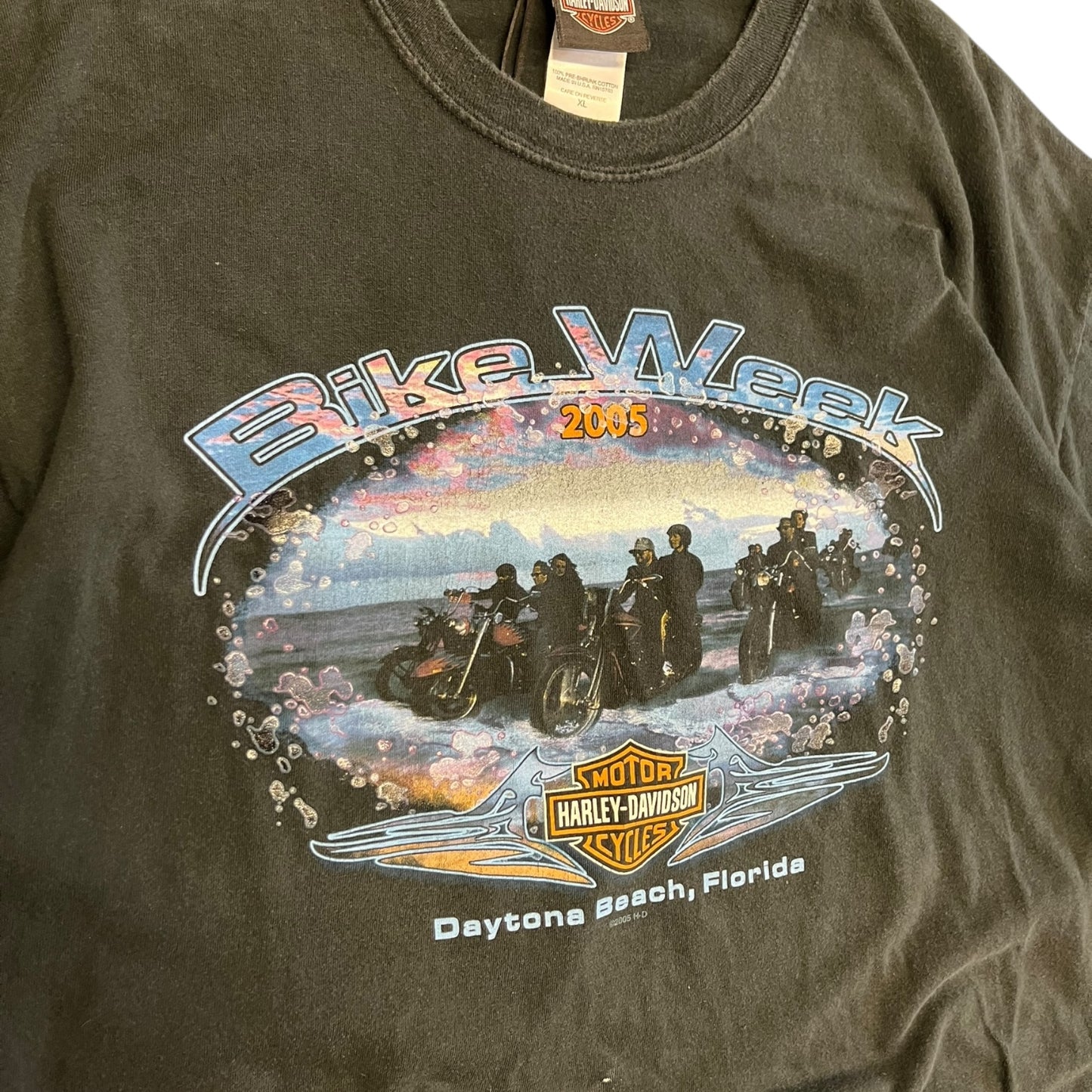 Y2K Textured Bubble 2005 Bike Week Harley Davidson Tee