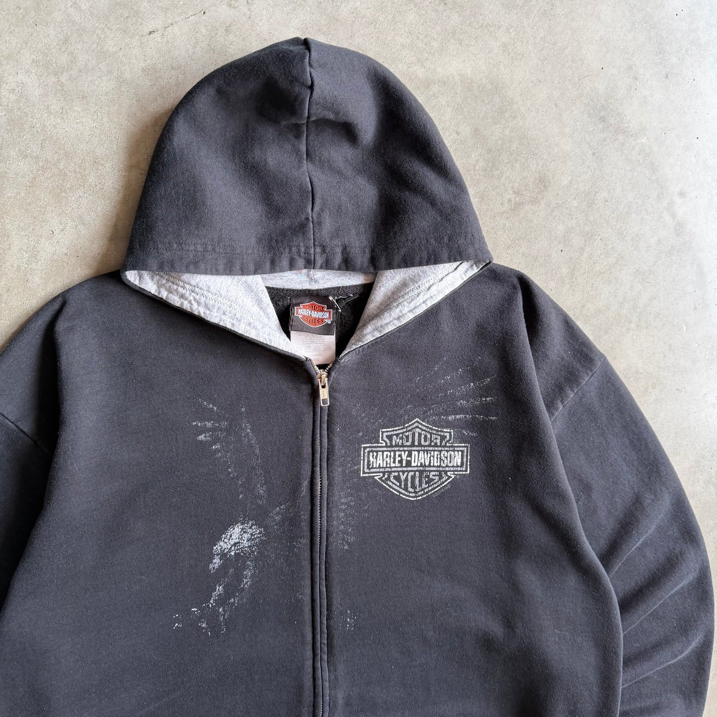 Vintage Harley Davidson Faded Diving Eagle Zip-Up Hoodie