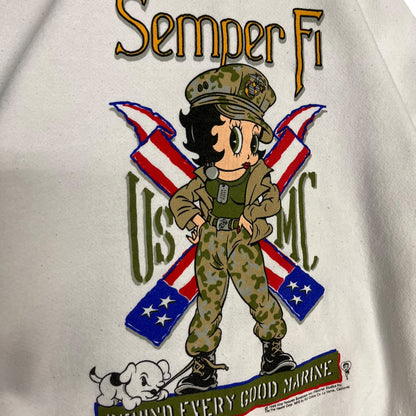 Vintage Betty Boop USMC Semper Fi Crewneck Sweatshirt