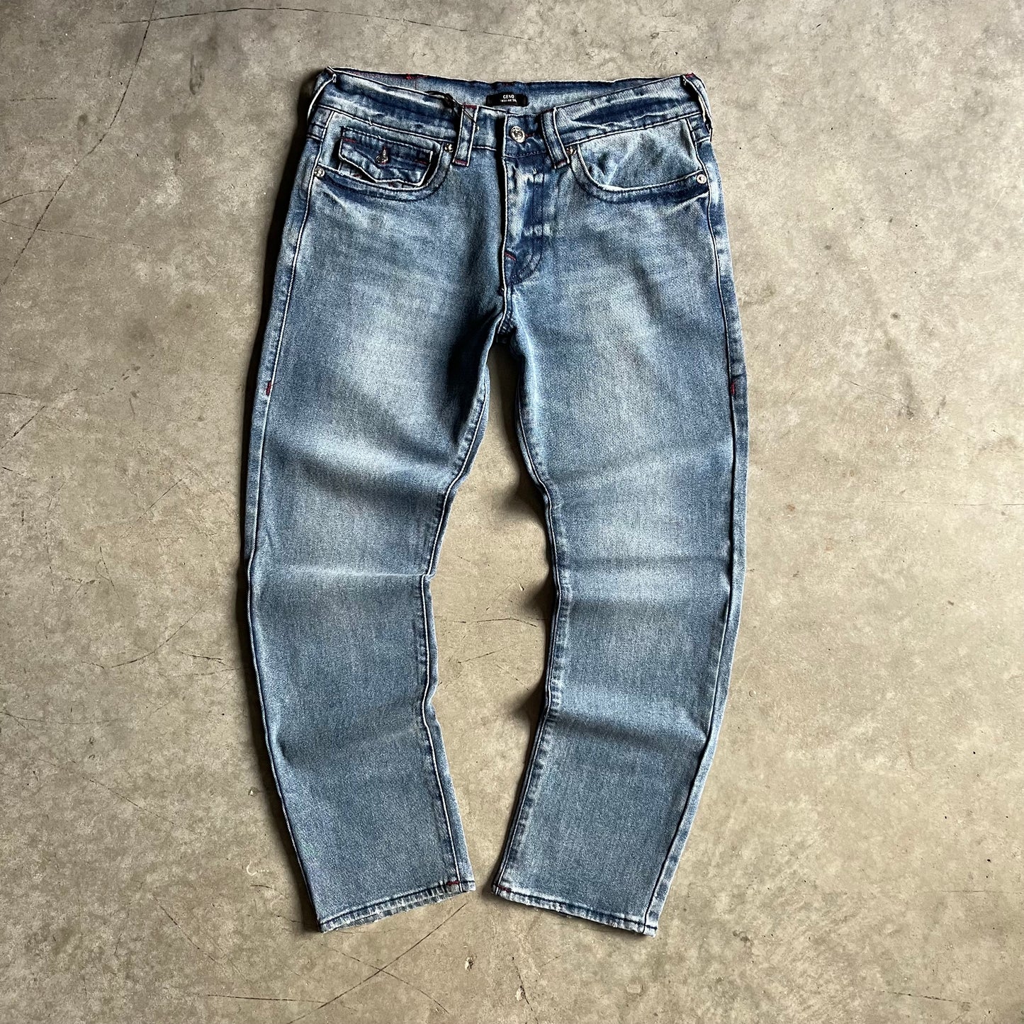 True Religion Geno Relaxed Red Thread Jeans
