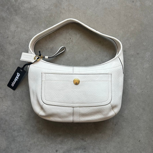 Y2K Coach Ergo Hobo Shoulder Bag in Ivory Pebbled Leather
