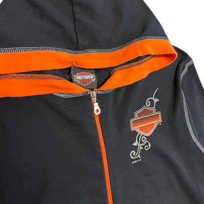 Women’s Harley Davidson Black And Orange Zipup