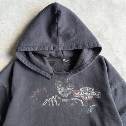 Y2K Harley Davidson Faded Skeleton Driver Hoodie