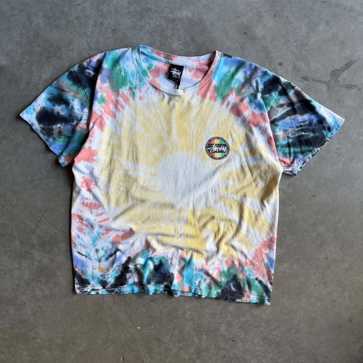 Y2K Stussy Tie Dye Big Back Logo Tee
