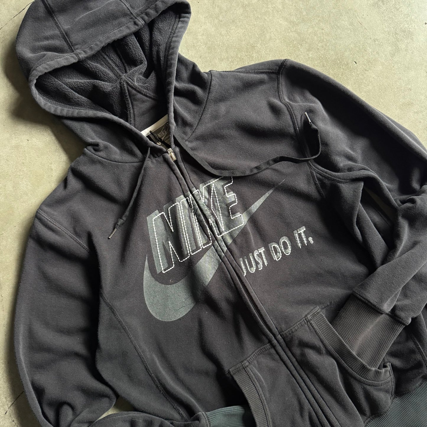 Women’s Vintage Nike Embroidered Black Zip Up Hoodie